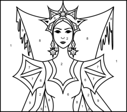 Snow Queen - Printable Color by Number Page