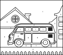 Bus - Printable Color by Number Page