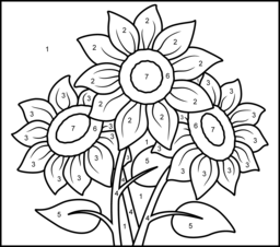 Sunflower - Printable Color by Number Page