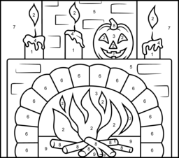 Fireplace - Printable Color by Number Page