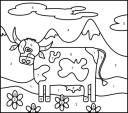 Cow - Printable Color by Number Page