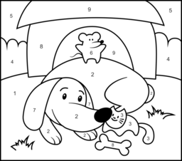 Dog and Cat - Online Color by Number Page