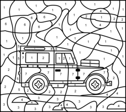 Jeep - Printable Color by Number Page - Hard