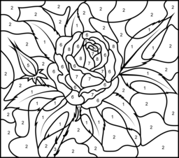 Rose - Printable Color by Number Page - Hard