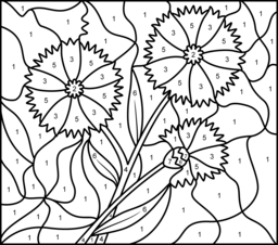 Cornflower - Printable Color by Number Page - Hard