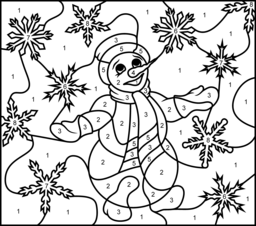 Snowmen - Online Color by Number Page - Hard