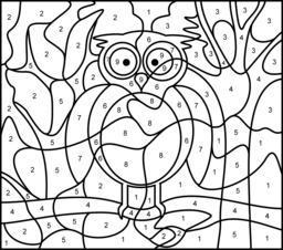 Owl - Printable Color by Number Page - Hard